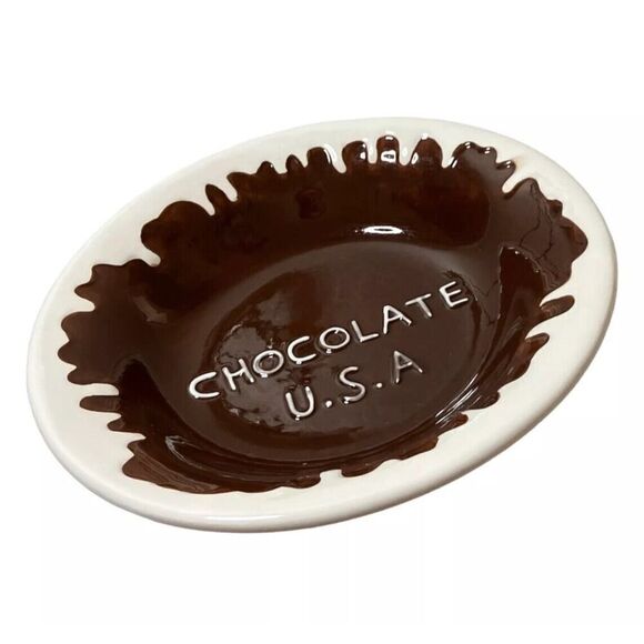 Chocolate USA Collectible Vintage Bowl Decor Holiday Gift 9" - Picture 3 of 6